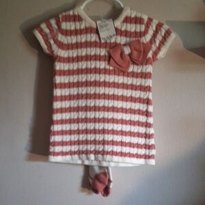 Cynthia Rowley Striped Pink and White Baby Dress W/ Tights Size 3-6 Months